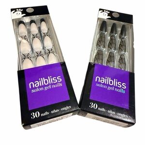 NAILBLISS Salon Gel Nails Press On Spider Web Halloween BRAND NEW X 2 Bundle